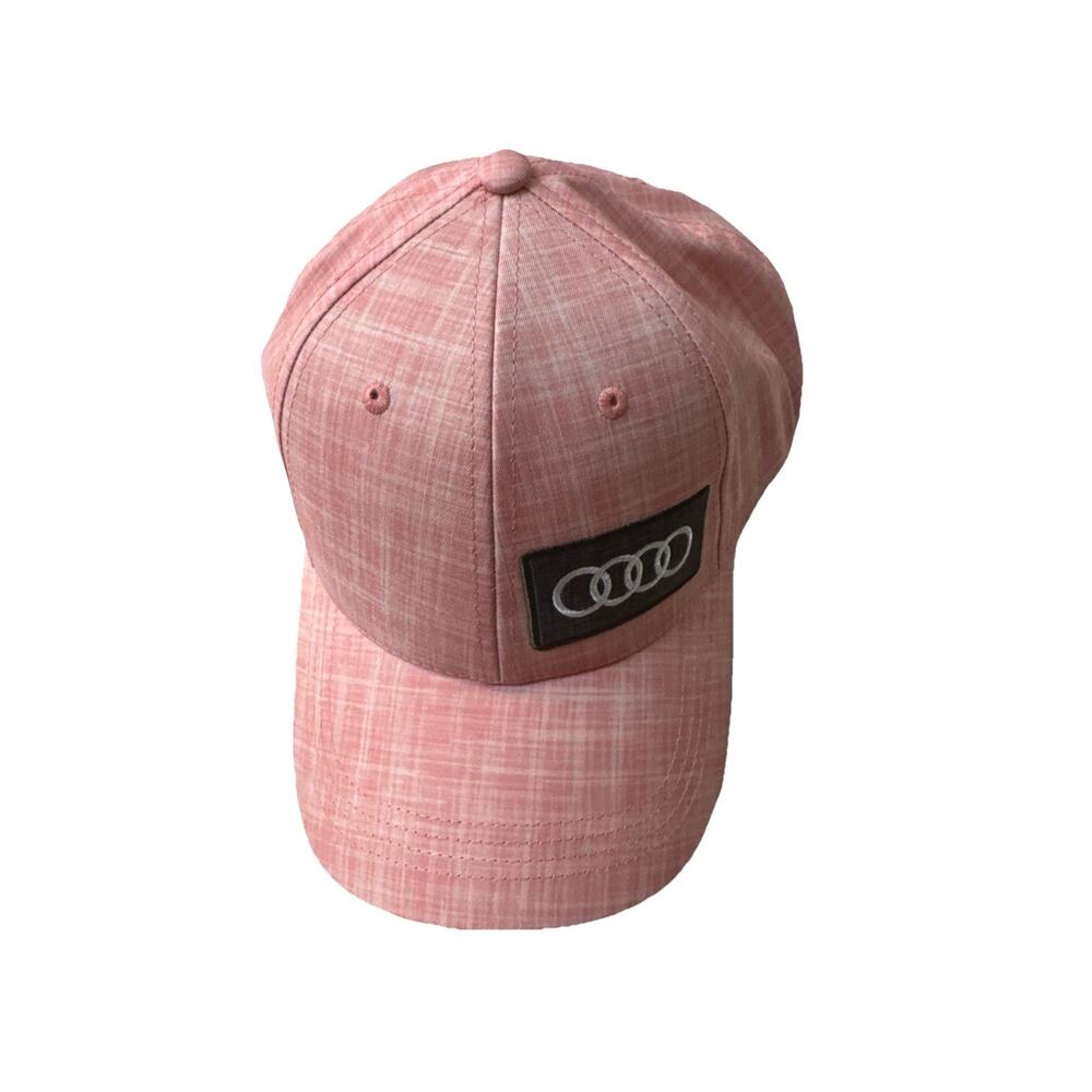 Audi Twill Cross Hatch Adjustable Baseball Cap Hat One Size Salmon NEW